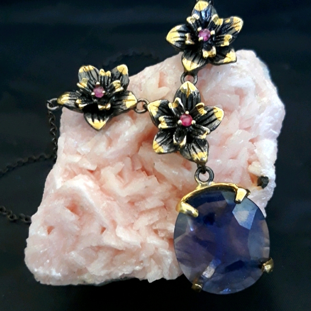 Handmade .925 Sterling Silver Sapphire Necklace